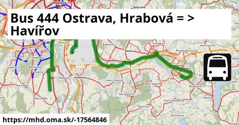 Bus 444 Ostrava, Hrabová = >  Havířov