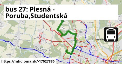 bus 27: Plesná - Poruba,Studentská