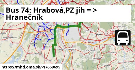 Bus 74: Hrabová,PZ jih = >  Hranečník