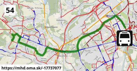 Bus 54: Poruba,Studentské koleje → Vozovna trolejbusů