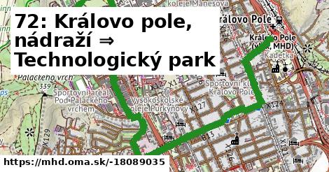 72: Královo pole, nádraží ⇒ Technologický park