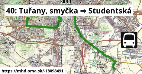 40: Tuřany, smyčka ⇒ Studentská