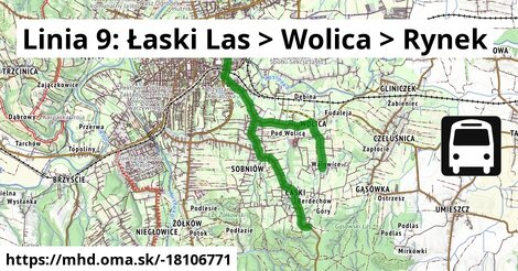 Linia 9: Łaski Las  >  Wolica  >  Rynek