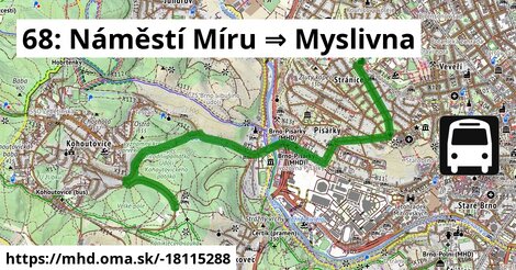 68: Náměstí Míru ⇒ Myslivna