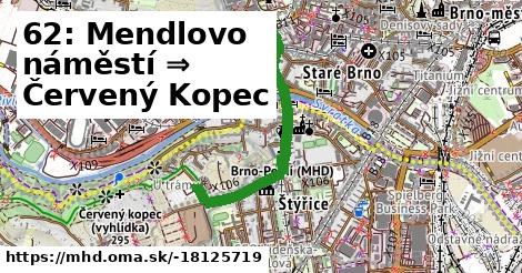 62: Mendlovo náměstí ⇒ Červený Kopec