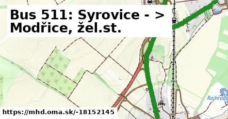 Bus 511: Syrovice - >  Modřice, žel.st.