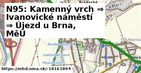 N95: Kamenný vrch ⇒ Ivanovické náměstí ⇒ Újezd u Brna, MěÚ