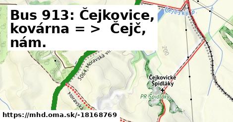 Bus 913: Čejkovice, kovárna = >  Čejč, nám.