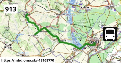 Bus 913: Hodonín, aut.nádr. = >  Čejkovice, u kostela