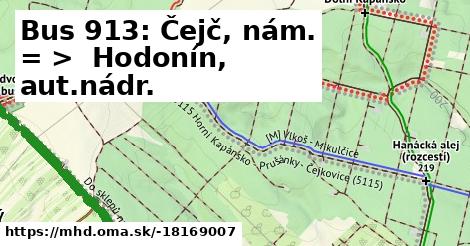 Bus 913: Čejč, nám. = >  Hodonín, aut.nádr.