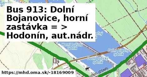 Bus 913: Dolní Bojanovice, horní zastávka = >  Hodonín, aut.nádr.