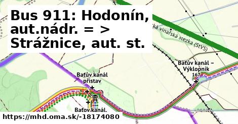 Bus 911: Hodonín, aut.nádr. = >  Strážnice, aut. st.