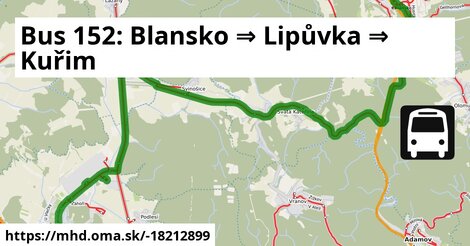 Bus 152: Blansko ⇒ Lipůvka ⇒ Kuřim