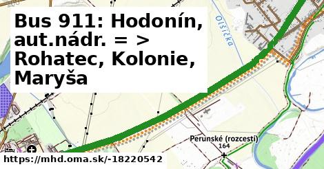 Bus 911: Hodonín, aut.nádr. = >  Rohatec, Kolonie, Maryša