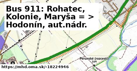 Bus 911: Rohatec, Kolonie, Maryša = >  Hodonín, aut.nádr.