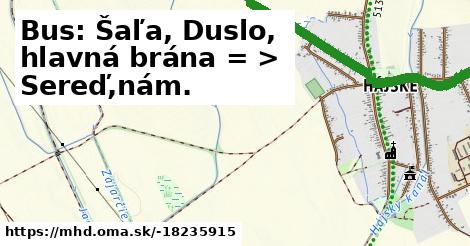 Bus: Šaľa, Duslo, hlavná brána = >  Sereď,nám.