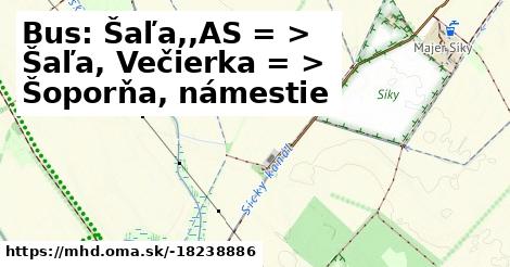 Bus: Šaľa,,AS = >  Šaľa, Večierka = >  Šoporňa, námestie