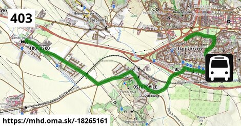 Bus 403: Troubsko ⇒ Ostopovice ⇒ Brno