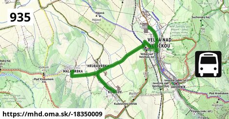 Bus 935: Velká nad Veličkou, záv. = >  Kuželov, točna