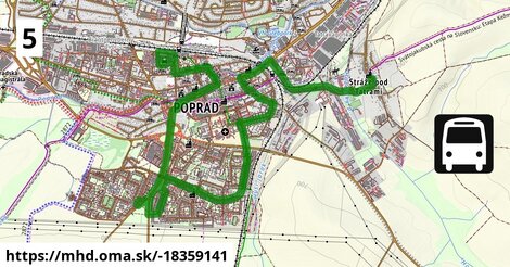 Bus 5: Strážske námestie = >  Moyzesova, OC = >  Autobusová stanica