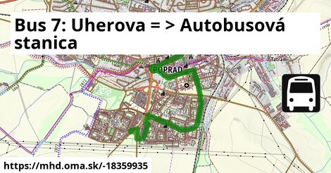 Bus 7: Uherova = >  Autobusová stanica