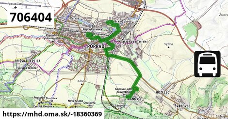 Bus 706404: Poprad,AS = >  Spišská Sobota, ZŠ = >  Gánovce,Filice