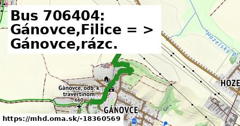 Bus 706404: Gánovce,Filice = >  Gánovce,rázc.