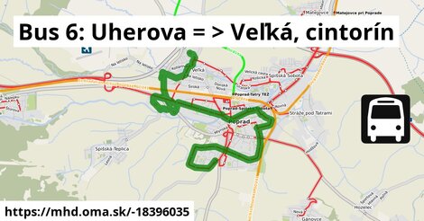 Bus 6: Uherova = >  Veľká, cintorín