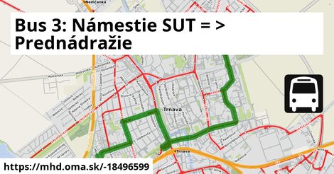 Bus 3: Námestie SUT = >  Prednádražie