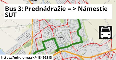 Bus 3: Prednádražie = >  Námestie SUT