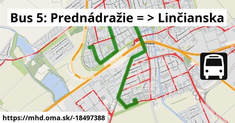 Bus 5: Prednádražie = >  Linčianska