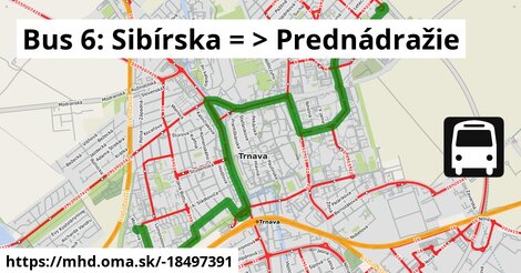 Bus 6: Sibírska = >  Prednádražie