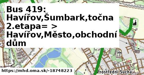 Bus 419: Havířov,Šumbark,točna 2.etapa= > Havířov,Město,obchodní dům