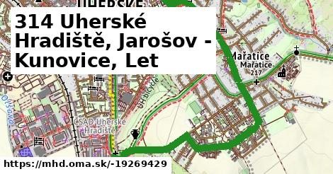 314 Uherské Hradiště, Jarošov - Kunovice, Let