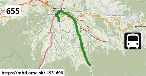 Bus 655: Trojanovice,,rest.Ráztoka - >  Frenštát p. Radh.,,Siemens