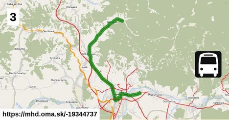 Linia 3: Waksmundzka Pętla = >  Os. Bereki = >  Rynek = >  Obidowa