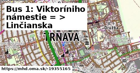 Bus 1: Viktoríniho námestie = >  Linčianska