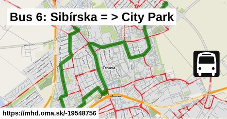 Bus 6: Sibírska = >  City Park