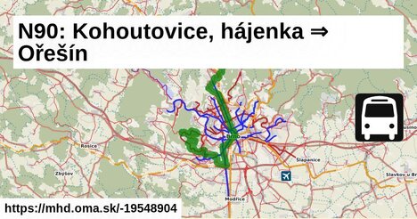 N90: Kohoutovice, hájenka ⇒ Ořešín