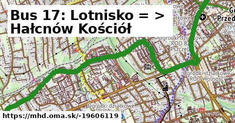 Bus 17: Lotnisko = >  Hałcnów Kościół