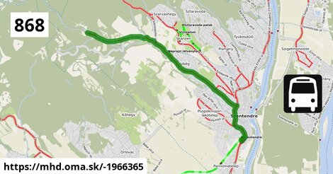 868: Szentendre, autóbusz-forduló = >  Dömörkapu, autóbusz-forduló