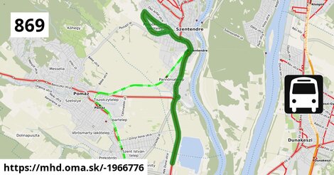 869 "B": Szentendre, autóbusz-állomás = >  Szentendre, Püspökmajori lakótelep = >  Szentendre, autóbusz-állomás = >  Budapest, Heltai Jenő tér