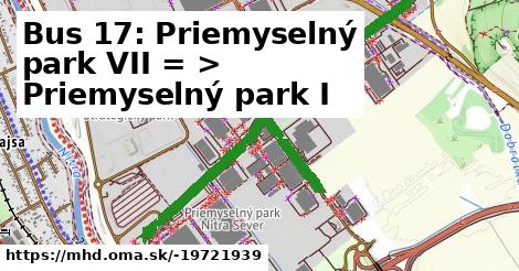 Bus 17: Priemyselný park VII = >  Priemyselný park I