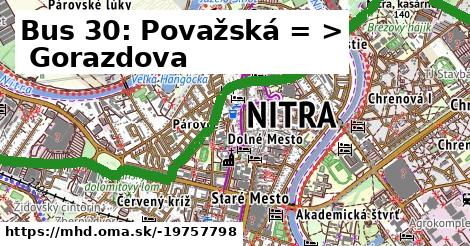 Bus 30: Považská = >  Gorazdova