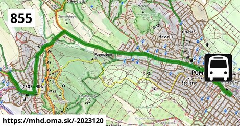 855: Pomáz, autóbusz-állomás = >  Csobánka, Plandics tér