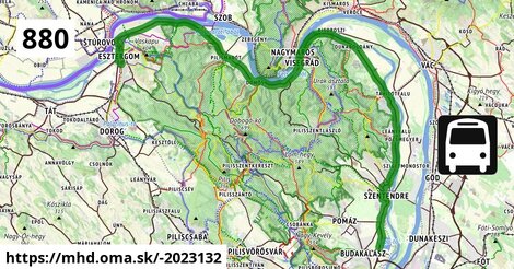 880 "B" v: Esztergom, vasútállomás = >  Budapest, Újpest-Városkapu XIII. kerület