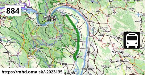 884 "D": Szentendre, autóbusz-állomás = >  Dunabogdány, községháza