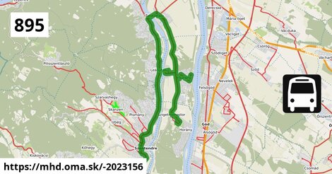 895 "A": Szentendre, autóbusz-állomás = >  Pócsmegyer, rév = >  Surány, Napsugár tér = >  Szigetmonostor, faluház