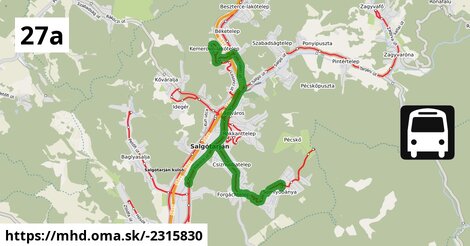 27A = >  Somlyóbánya = >  Fáy András körút 90. = >  Helyi autóbusz-állomás