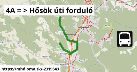 4A = >  Hősök úti forduló